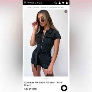 White Fox Black Jean Romper